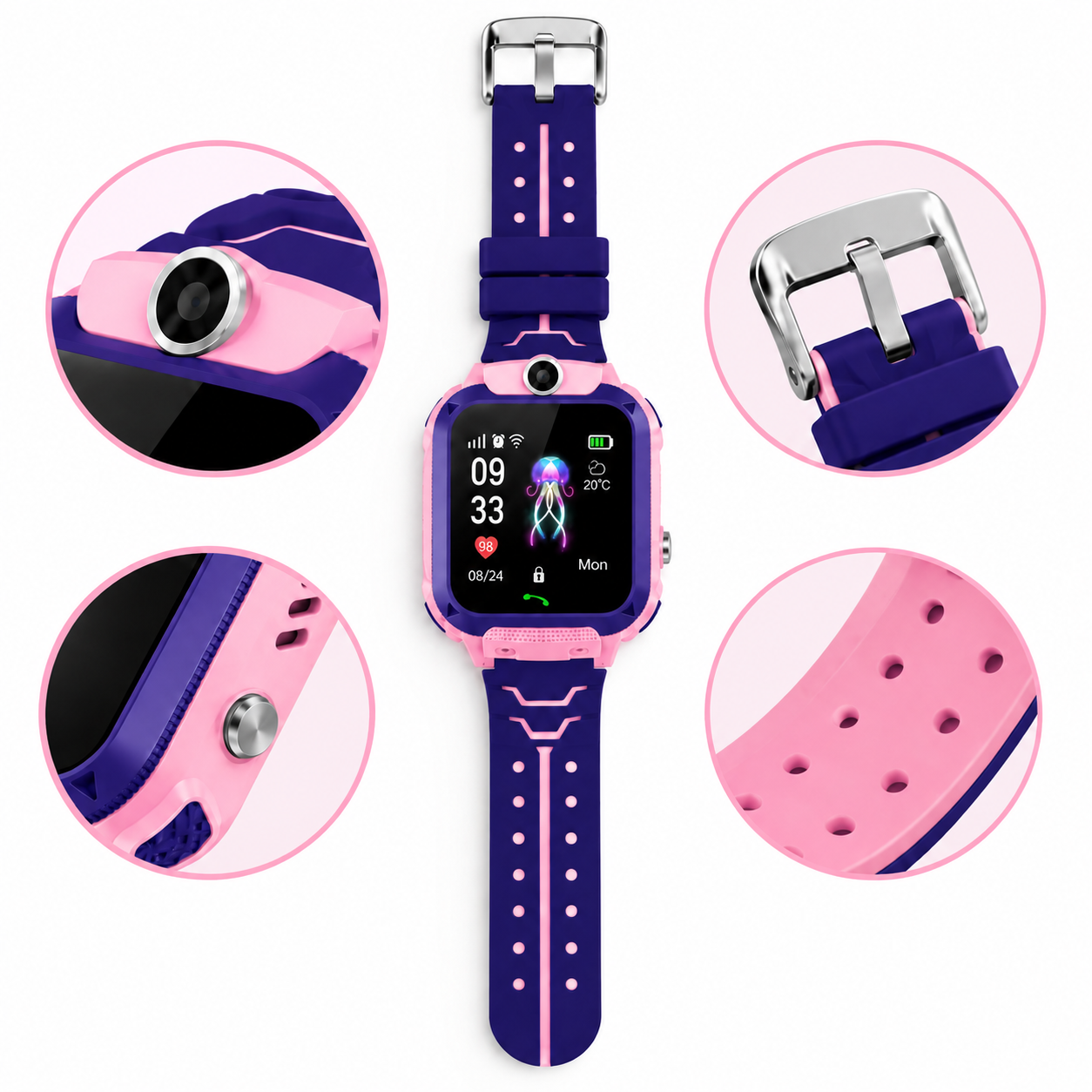 KivoOne GPS Watch - Pink & purple